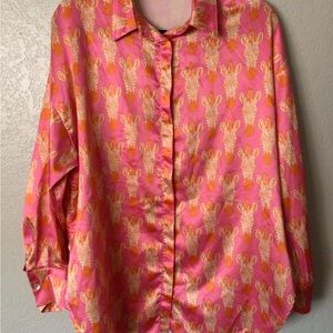 Pink and Orange Patterned Button-Up Shirt